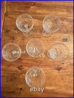 Set of 6 VTG Rock Sharpe Atlantis Cut Crystal Cocktail Glasses 5 3/4