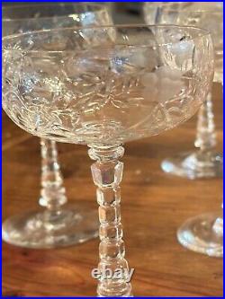 Set of 6 VTG Rock Sharpe Atlantis Cut Crystal Cocktail Glasses 5 3/4