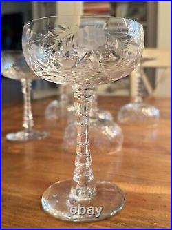 Set of 6 VTG Rock Sharpe Atlantis Cut Crystal Cocktail Glasses 5 3/4