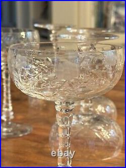 Set of 6 VTG Rock Sharpe Atlantis Cut Crystal Cocktail Glasses 5 3/4