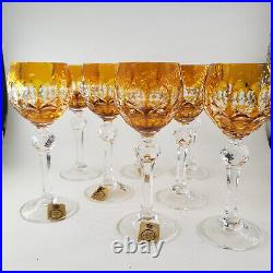 Set of 6 Vintage Bleikristall Cut Crystal Color Cordial Glass New