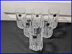 Set of 6 Vintage Cristal D'Arques Longchamp Lead Crystal Tall Glasses NEW FS