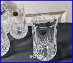 Set of 6 Vintage Cristal D'Arques Longchamp Lead Crystal Tall Glasses NEW FS