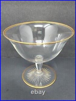 Set of 6 Vintage Crystal Compote Dishes Glasses Gold Rimmed Wheeled Etched