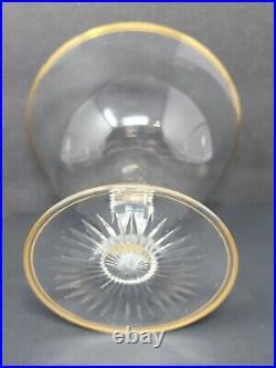 Set of 6 Vintage Crystal Compote Dishes Glasses Gold Rimmed Wheeled Etched