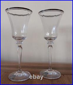 Set of 6 Vintage Mikasa Crystal Jmestown Clear Wine Glassware W Platinum Rim 80s