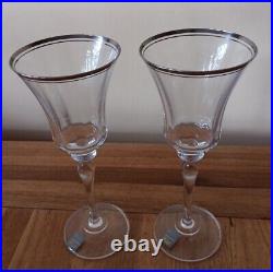 Set of 6 Vintage Mikasa Crystal Jmestown Clear Wine Glassware W Platinum Rim 80s