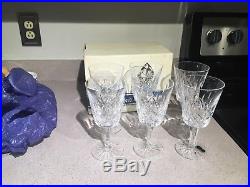 Set of 6 Vintage Waterford Lismore Water Goblet Crystal Glasses 6-7/8H withBox