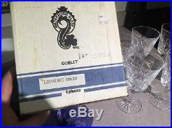 Set of 6 Vintage Waterford Lismore Water Goblet Crystal Glasses 6-7/8H withBox