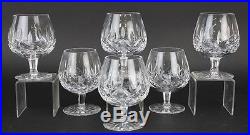 Set of 6 WATERFORD Deep Cut Irish Crystal LISMORE Brandy Snifter Glasses NR TNB