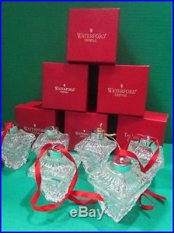 Set of 6 Waterford Crystal 1998 Annual Ball Lantern Christmas Ornament Boxes