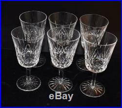Set of 6 Waterford Crystal Lismore 10 oz Water Goblets- 7H Excellent