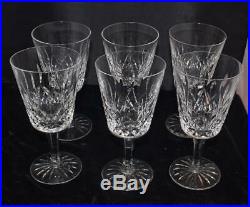 Set of 6 Waterford Crystal Lismore 10 oz Water Goblets- 7H Excellent