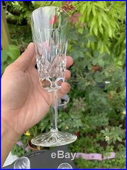 Set of 6 Waterford Crystal Lismore Champagne Flutes 7 3/8H Excellent