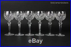 Set of 6 Waterford Deep Cut Irish Crystal POWERSCOURT 7.5 Wine Hock Glasses RAR