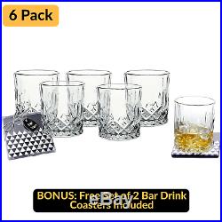 Set of 6 Whiskey Old Fashioned Glass Scotch Crystal Double Drinks Gift Box Heavy