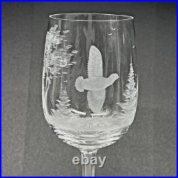 Set of 6 Wildlife Etched Glass Crystal Wine Glasses 12oz Pedestal Stem Vintage Set of 6 Wildlife Etched Glass Crystal Wine Glasses 12oz Pedestal Stem Vintage