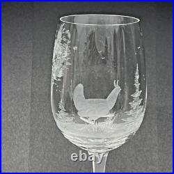 Set of 6 Wildlife Etched Glass Crystal Wine Glasses 12oz Pedestal Stem Vintage Set of 6 Wildlife Etched Glass Crystal Wine Glasses 12oz Pedestal Stem Vintage