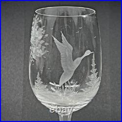Set of 6 Wildlife Etched Glass Crystal Wine Glasses 12oz Pedestal Stem Vintage Set of 6 Wildlife Etched Glass Crystal Wine Glasses 12oz Pedestal Stem Vintage