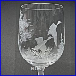 Set of 6 Wildlife Etched Glass Crystal Wine Glasses 12oz Pedestal Stem Vintage Set of 6 Wildlife Etched Glass Crystal Wine Glasses 12oz Pedestal Stem Vintage