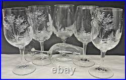 Set of 6 Wildlife Etched Glass Crystal Wine Glasses 12oz Pedestal Stem Vintage Set of 6 Wildlife Etched Glass Crystal Wine Glasses 12oz Pedestal Stem Vintage