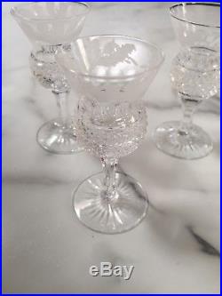 Set of 6 x Scottish Edinburgh Hand Cut Crystal Thistle Liqueur Glasses 3 & 3/8