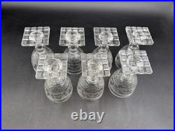 Set of 7 Antique Bohemian Cut Glass STAG Wine Glasses 4 1/8 Tall