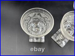 Set of 7 Antique Bohemian Cut Glass STAG Wine Glasses 4 Tall