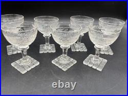 Set of 7 Antique Bohemian Cut Glass STAG Wine Glasses 4 Tall