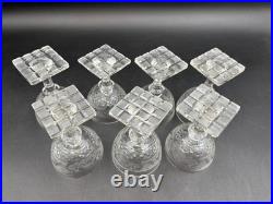 Set of 7 Antique Bohemian Cut Glass STAG Wine Glasses 4 Tall