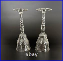 Set of 7 Antique Libbey Rock Sharpe Halifax Etched Crystal Wine Glasses 5.75