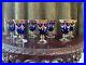 Set of 7 Cristallerie Italiane Cobalt/Gold Goblets