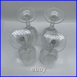 Set of 7 Ralph Lauren Crystal Herringbone Crystal Wine / Water Glasses 8 1/8