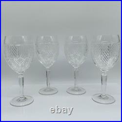 Set of 7 Ralph Lauren Crystal Herringbone Crystal Wine / Water Glasses 8 1/8