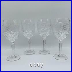 Set of 7 Ralph Lauren Crystal Herringbone Crystal Wine / Water Glasses 8 1/8