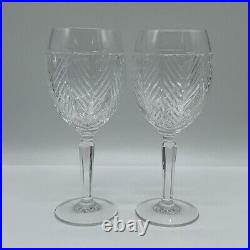 Set of 7 Ralph Lauren Crystal Herringbone Crystal Wine / Water Glasses 8 1/8