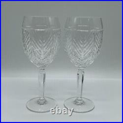 Set of 7 Ralph Lauren Crystal Herringbone Crystal Wine / Water Glasses 8 1/8