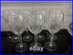 Set of 7 Ralph Lauren Crystal Herringbone Crystal Wine / Water Glasses 8 1/8