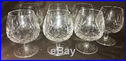 Set of 7 Signed Waterford Crystal Lismore 1957 Cut Glass Brandy Snifter Goblets