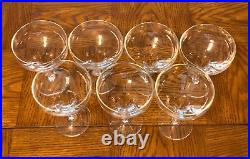 Set of 7 Vintage Clear Crystal 9 oz. Hollow Stem Champagne Glasses