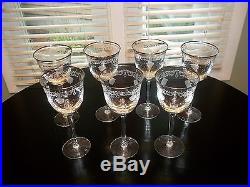 Set of 7 wine glasses Lenox Classic Shell Platinum Trim formal crystal retired
