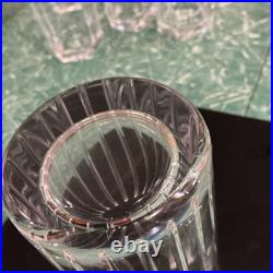 Set of 8 Clear Crystal Vertical Cut Pattern Round 12oz 5.5in