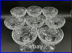 Set of 8 High Quality Cut Crystal Champagne/Sorbet Stems Glasses Czech