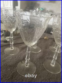 Set of 8 Vintage Rock Sharpe Art Deco Crystal Wine Glasses-8