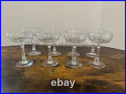 Set of 8 Vintage Rock Sharpe Crystal Champagne Glasses