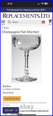 Set of 8 Vintage Rock Sharpe Crystal Champagne Glasses