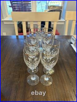 Set of 9 Crystal Wine Glasses Gold Rim Trim Elegant Vintage Barware