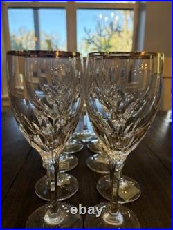 Set of 9 Crystal Wine Glasses Gold Rim Trim Elegant Vintage Barware