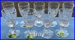 Set of 9 Waterford Crystal Colleen Cordial Glasses Goblets