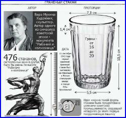 Set of Russian Tea Glass Holders Podstakannik with Soviet 20-Facet Granyonyi